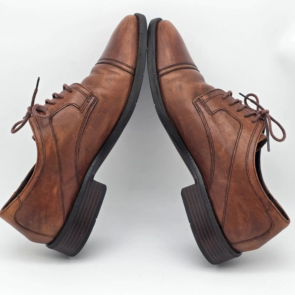 Johnston‎ & Murphy Derby Shoes Mens 8.5 Brown Leather Cap Toe Oxford Timeless